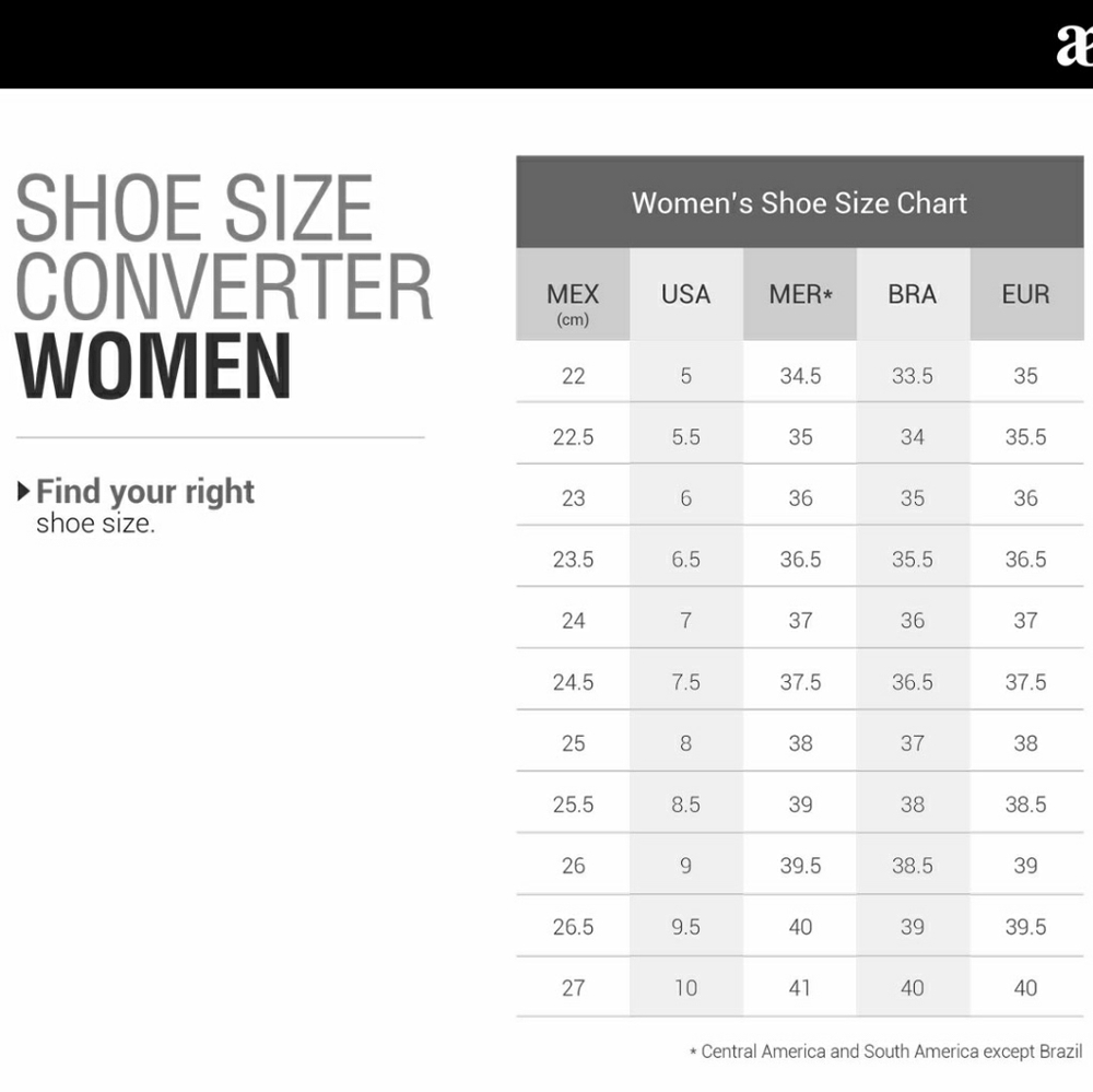 Andrea shoe size chart women